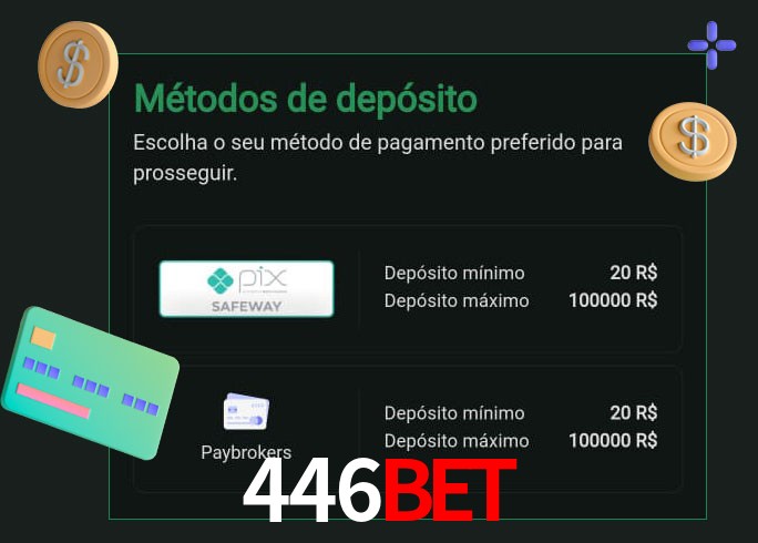 O cassino 446Bet oferece uma grande variedade de métodos de pagamento